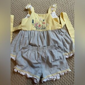 Evie’s Closet - Yellow and Gray Striped shorts set